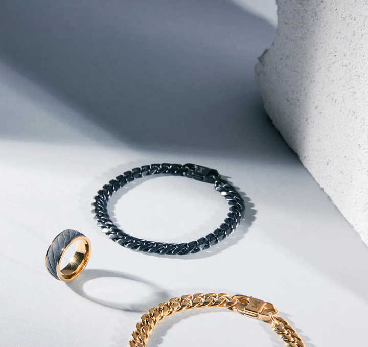 Aze Jewels bracelet AZ-BM007-B-195 - Schakel Armband - Gourmette Eight Black - Zwart - 19,5cm