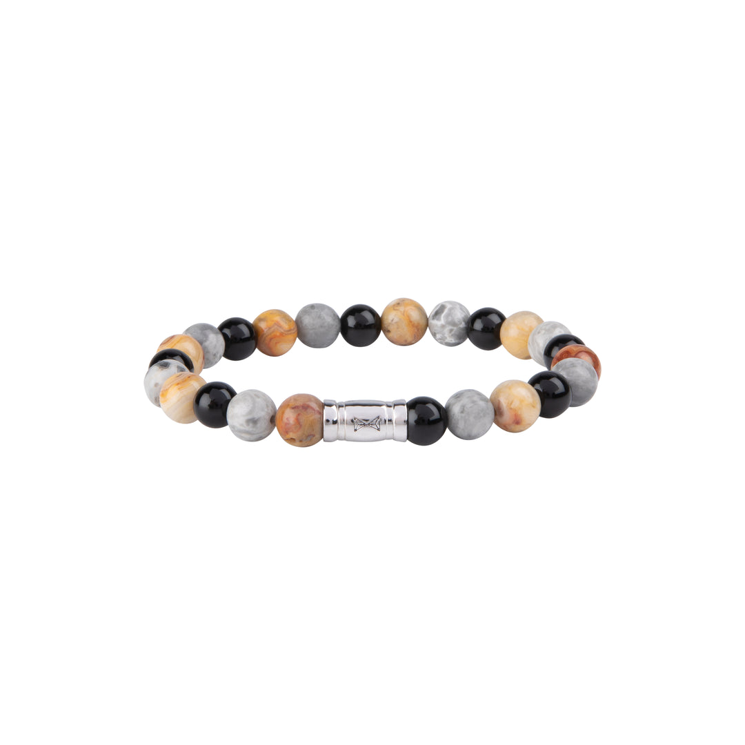 Aze Jewels bracelet AZ-BS021-A-190 - Kralen Armband - El Capitan - Geel/Grijs/Zwart - 8mm (19,0cm)