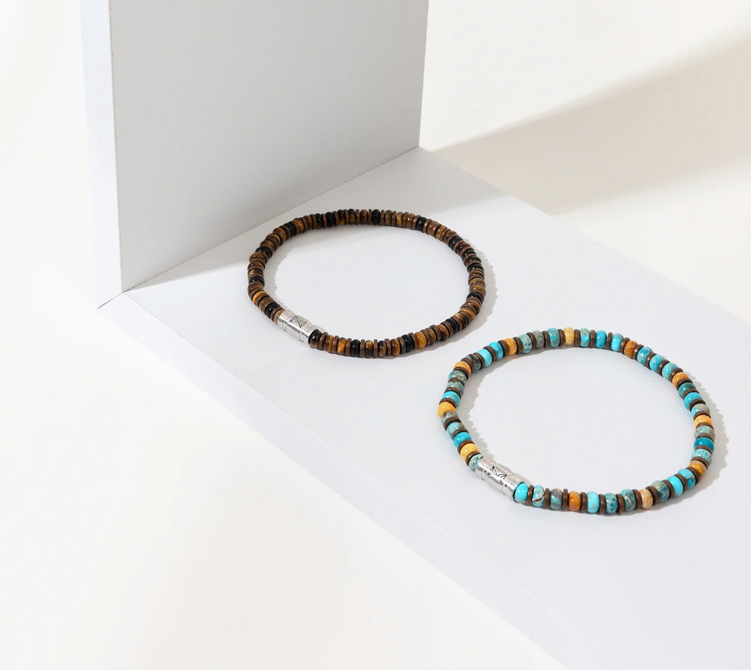 Aze Jewels AZ-BS410-A-175 - Heren Armband - Bracelet Turquoise Mountain Supreme - 4mm - 17,5cm