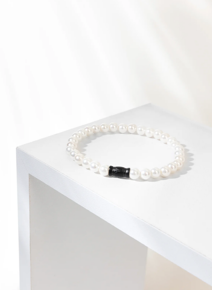 Aze Jewels bracelet AZ-BS610-A-190 - Kralen Armband - Pearl Mountain - Wit - 6mm (19,0cm)