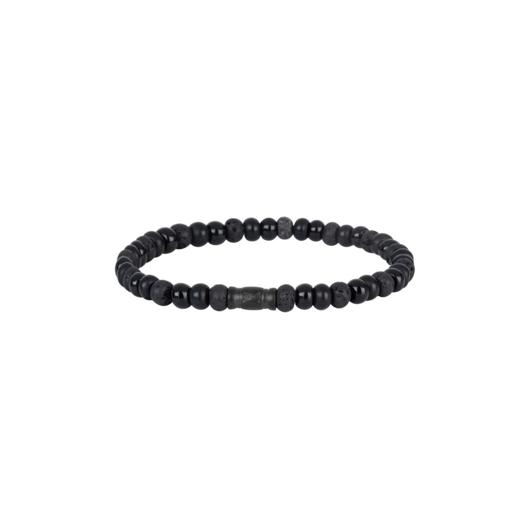 Aze Jewels bracelet AZ-BS613-A-190 - Kralen Armband - Mount Blackmore Oval - Zwart/Grijs - 6mm (19,0cm)