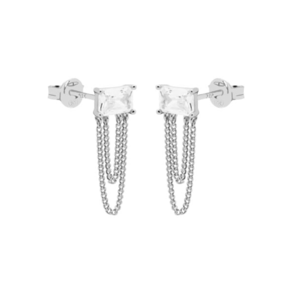Karma Jewelry earrings C89S - Dames Oorbellen - Chain Julia - Zilver - 1,8 cm