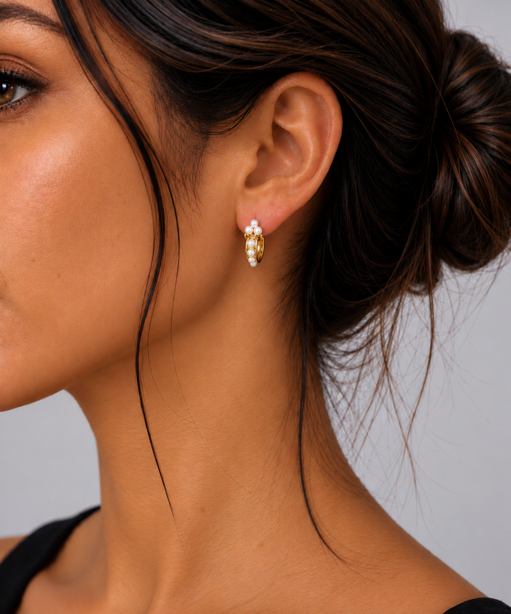 Label Deluxe Collection earrings LDLGO200425PAW - Parel Oorbellen - Goud - 1,65 cm