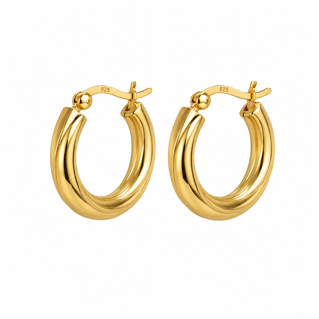 Karma Jewelry Oorbellen KJ201 - Dames Oorbellen - Chunky Hoops Twist - Goud - 2 cm