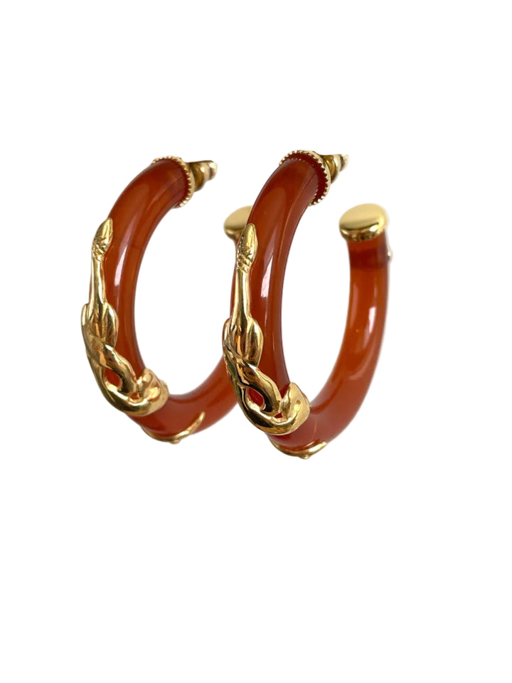 Gas Bijoux 297213 Cobra Hoop Earrings - Rode gouden Dames Oorbellen - 4 CM