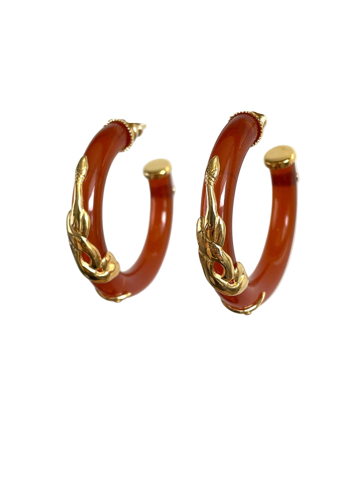 Gas Bijoux 297213 Cobra Hoop Earrings - Rode gouden Dames Oorbellen - 4 CM