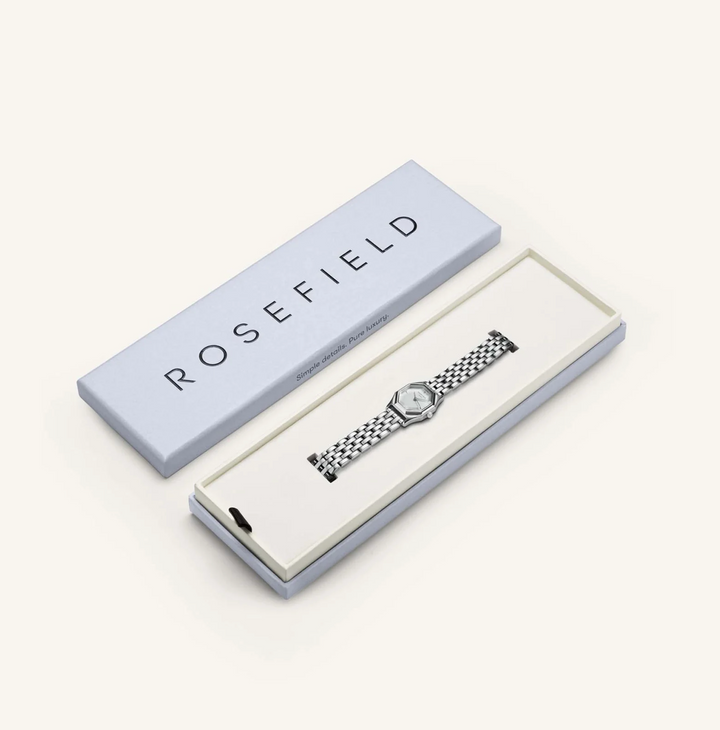 Rosefield GWSSS-G04 Gemme Octagon White Steel Silver - Dameshorloge - 21,5 x 27,5 mm - Zilver