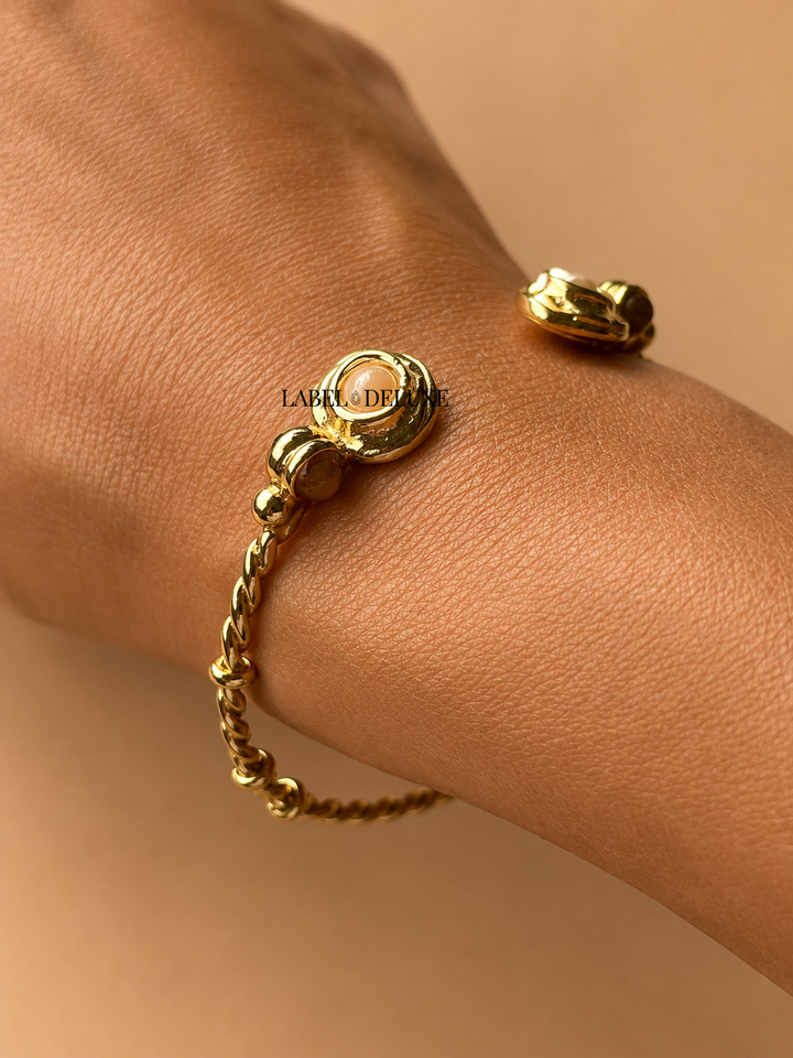 Gas Bijoux armband 718071 - Dames Armband - Amarante Bangle Mini - White Mother-of-Pearl & Tiger's Eye