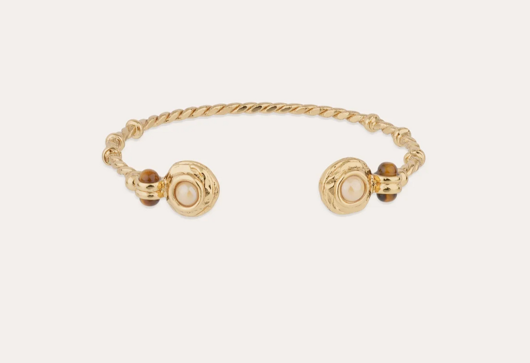Gas Bijoux armband 718071 - Dames Armband - Amarante Bangle Mini - White Mother-of-Pearl & Tiger's Eye