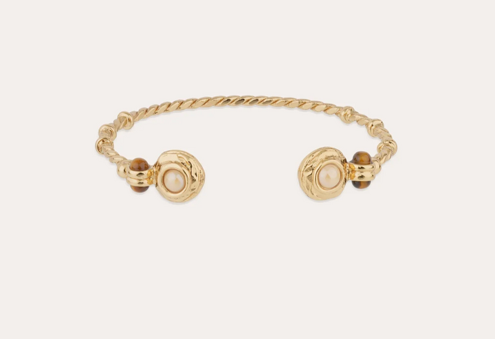 Gas Bijoux armband 718071 - Dames Armband - Amarante Bangle Mini - White Mother-of-Pearl & Tiger's Eye