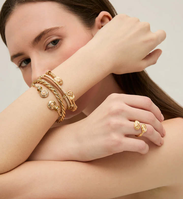 Gas Bijoux armband 718071 - Dames Armband - Amarante Bangle Mini - White Mother-of-Pearl & Tiger's Eye
