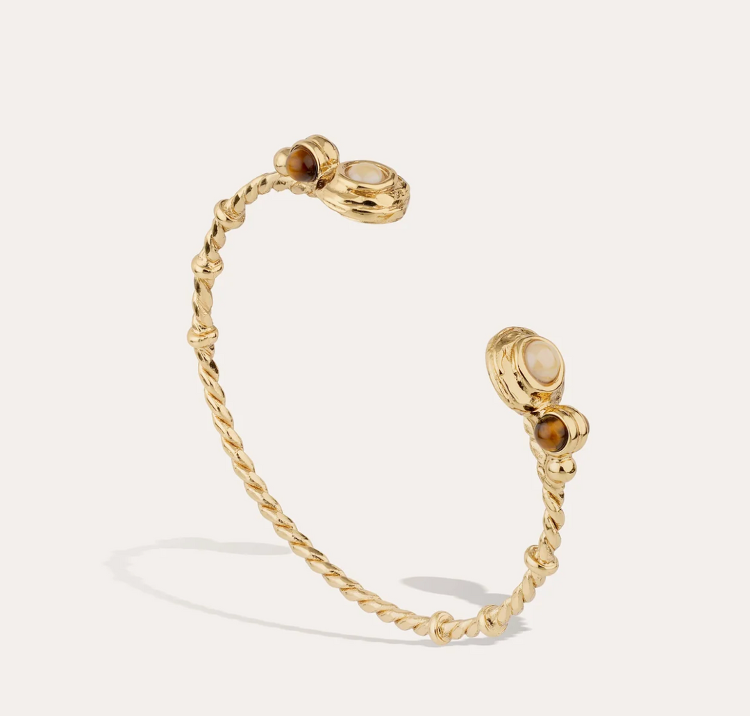 Gas Bijoux armband 718071 - Dames Armband - Amarante Bangle Mini - White Mother-of-Pearl & Tiger's Eye