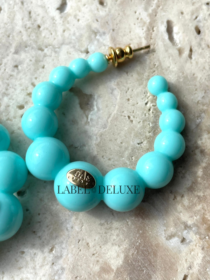 Gas Bijoux oorbellen 420119 - Dames Oorbellen - Creole Andy Acetate Small - blauw - 4 CM