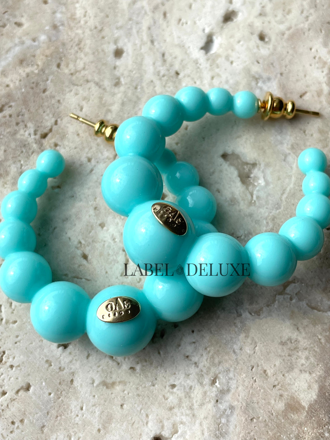 Gas Bijoux oorbellen 420119 - Dames Oorbellen - Creole Andy Acetate Small - blauw - 4 CM