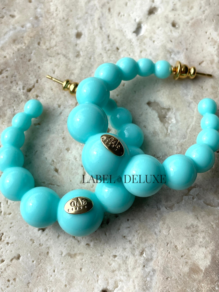 Gas Bijoux oorbellen 420119 - Dames Oorbellen - Creole Andy Acetate Small - blauw - 4 CM