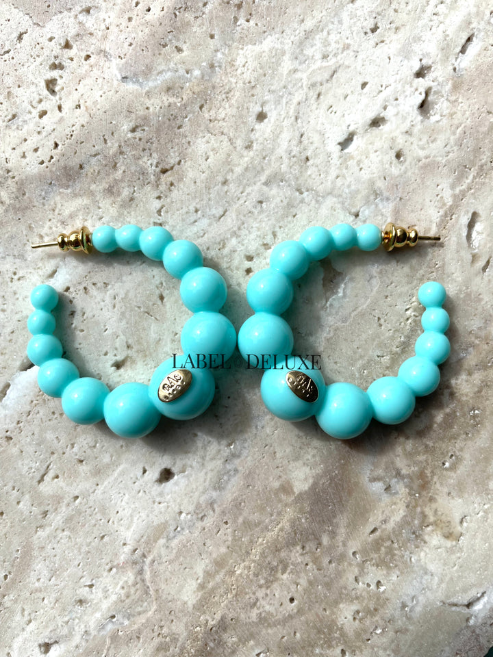 Gas Bijoux oorbellen 420119 - Dames Oorbellen - Creole Andy Acetate Small - blauw - 4 CM