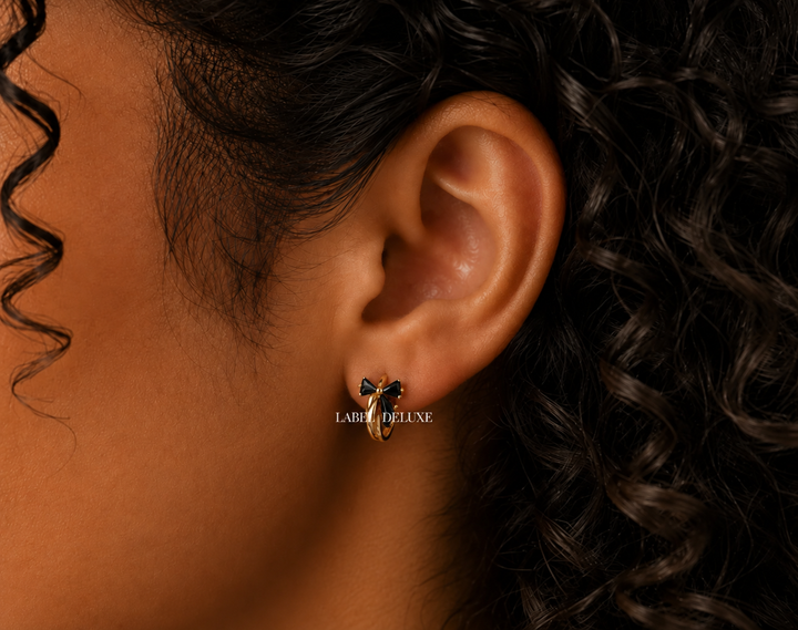 Karma Jewelry oorbellen H483GP_BL - Plain Hoops Blair Bow - Goud - 12 mm