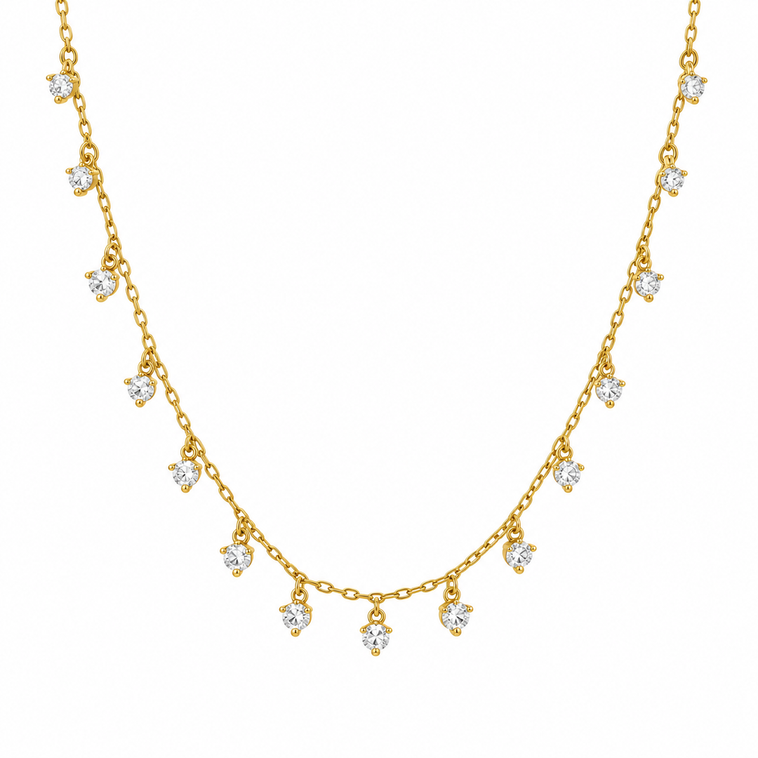 Gouden ketting met fonkelende bedels
