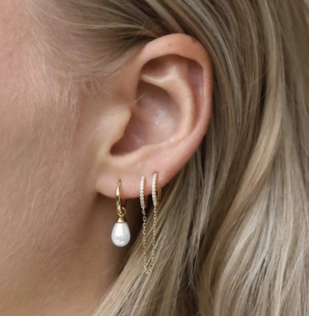 Hinged Hoops Double Chain H203_C - Dames Oorbellen - Goud Champagne