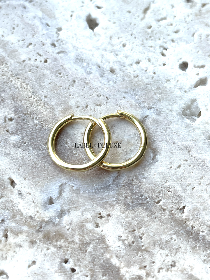 Karma Jewelry oorbellen H420GP - Dames Oorbellen - Plain Hinged Hoops Hely - Goud - 12 MM