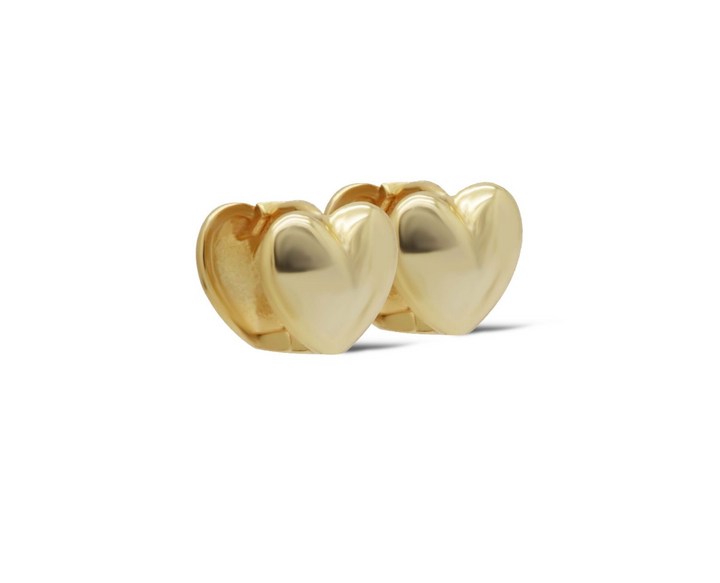Karma Jewelry H480GP - Hinged Hoops Sky Heart - Oorbellen Dames - 925 Sterling Zilver - 14K Gouden Plating - Goudkleurig - 10 MM