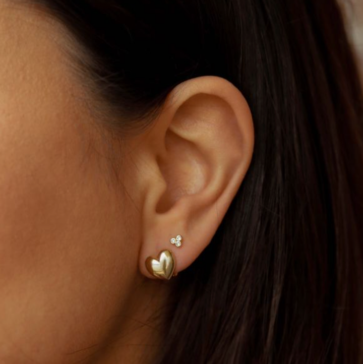 Karma Jewelry H480GP - Hinged Hoops Sky Heart - Oorbellen Dames - 925 Sterling Zilver - 14K Gouden Plating - Goudkleurig - 10 MM