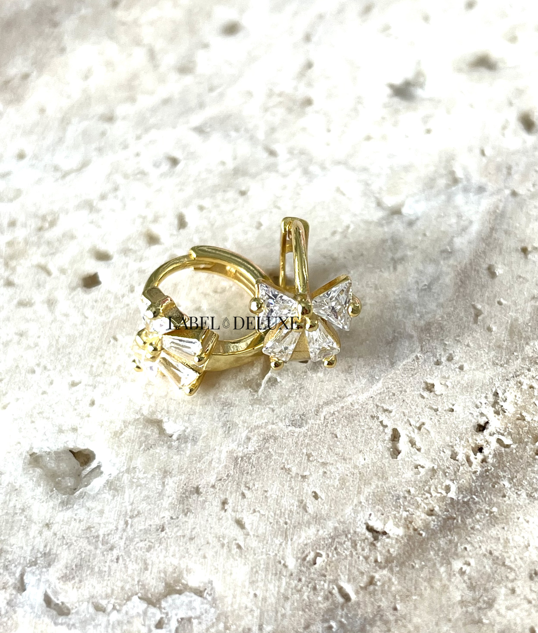 Karma Jewelry H583GP - Plain Hinged Hoops BLAIR BOW - Oorbellen Dames - 925 Sterling Zilver - 14K Gouden Plating - Goud kleurig - 12 MM