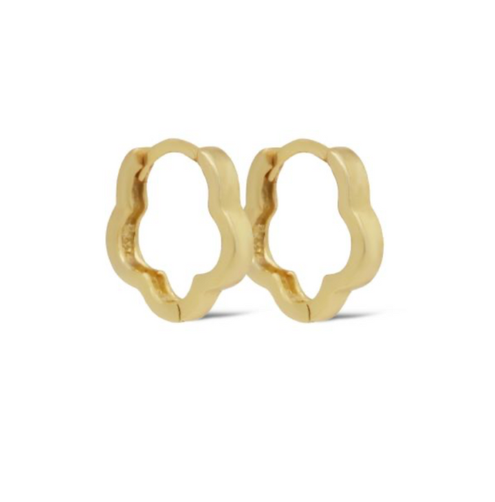 Karma Jewelry oorbellen H627GP - Dames Oorbellen - Plain Hinged Hoops Magnoly Flower - Goud - 12 MM
