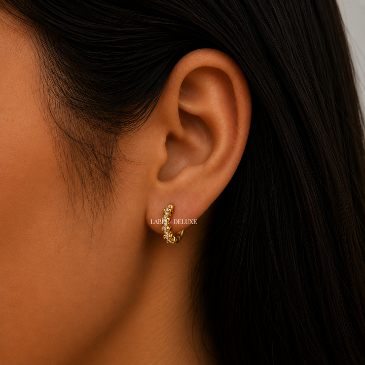 Karma Jewelry H728GP - Dames Oorbellen - Zirconia Ines - Sterling zilver - Gold plated - 12 MM