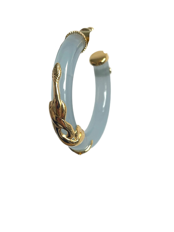 Gas Bijoux oorbellen 297213_LB - Dames Oorbellen - Creole Cobra - Light Blue - 4 cm