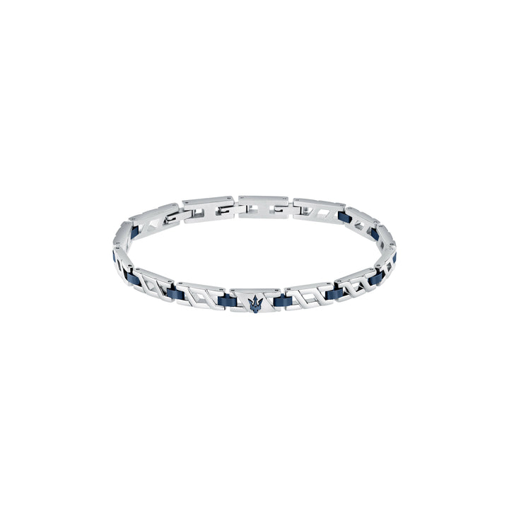 Maserati Iconic JM124AVD39 Heren Armband - Mat Zilverkleurig en Blauw