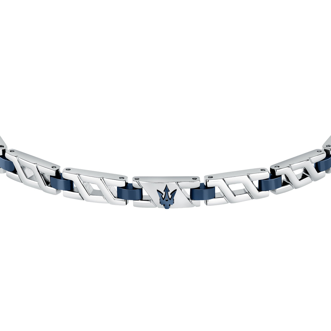 Maserati Iconic JM124AVD39 Heren Armband - Mat Zilverkleurig en Blauw