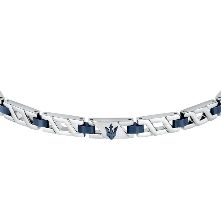 Maserati Iconic JM124AVD39 Heren Armband - Mat Zilverkleurig en Blauw