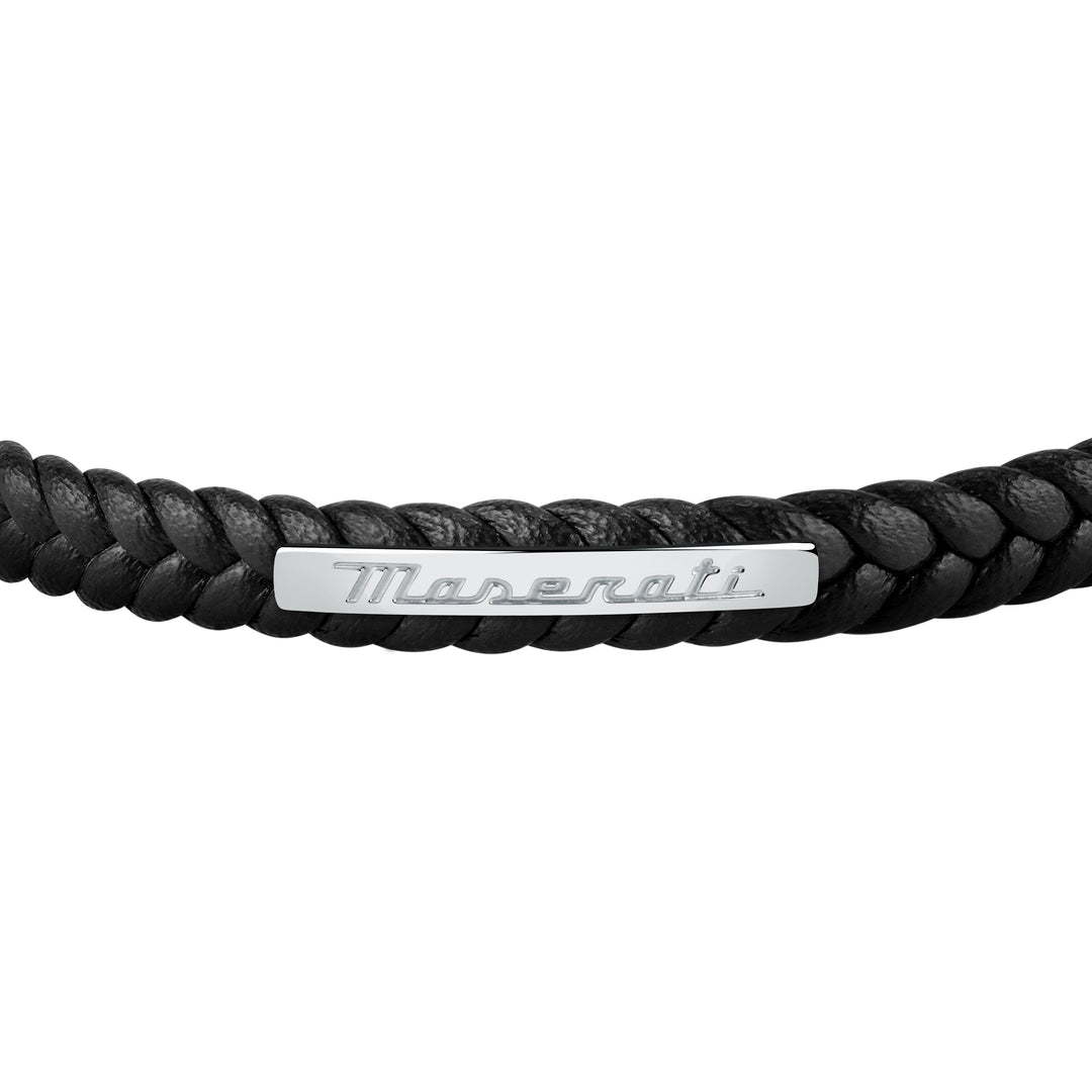 Maserati bracelet JM222AVE02 - heren armband - recycled leather - Zwart - 22,5 cm