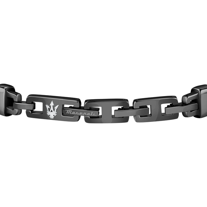 Maserati bracelet JM222AVE02 - heren armband - recycled leather - Zwart - 22,5 cm