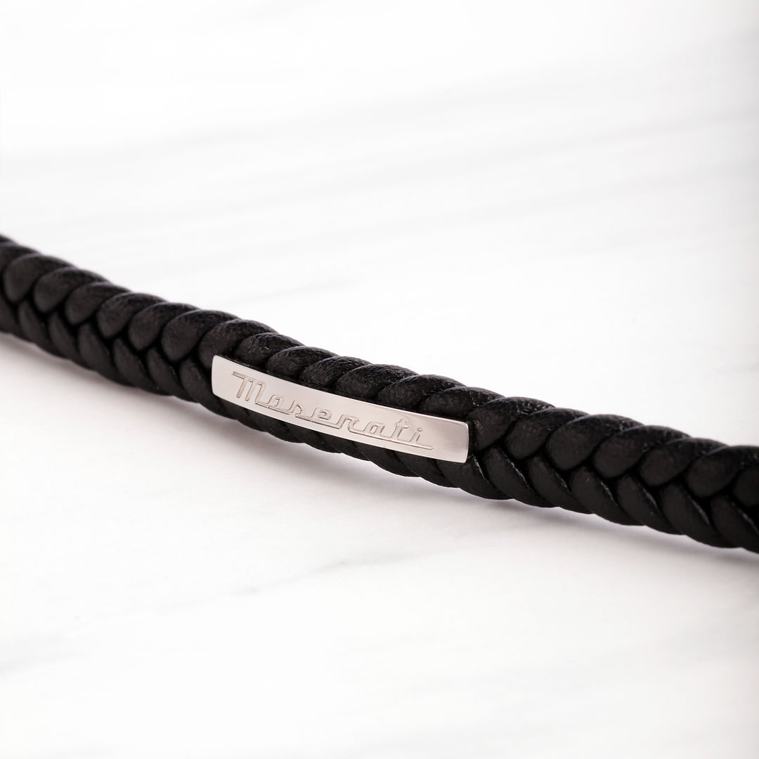 Maserati bracelet JM222AVE02 - heren armband - recycled leather - Zwart - 22,5 cm