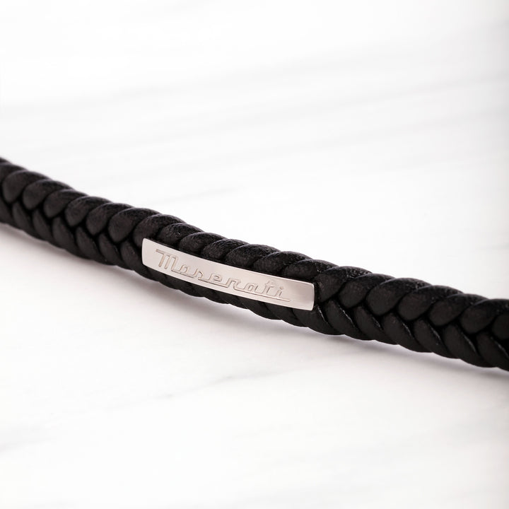 Maserati bracelet JM222AVE02 - heren armband - recycled leather - Zwart - 22,5 cm