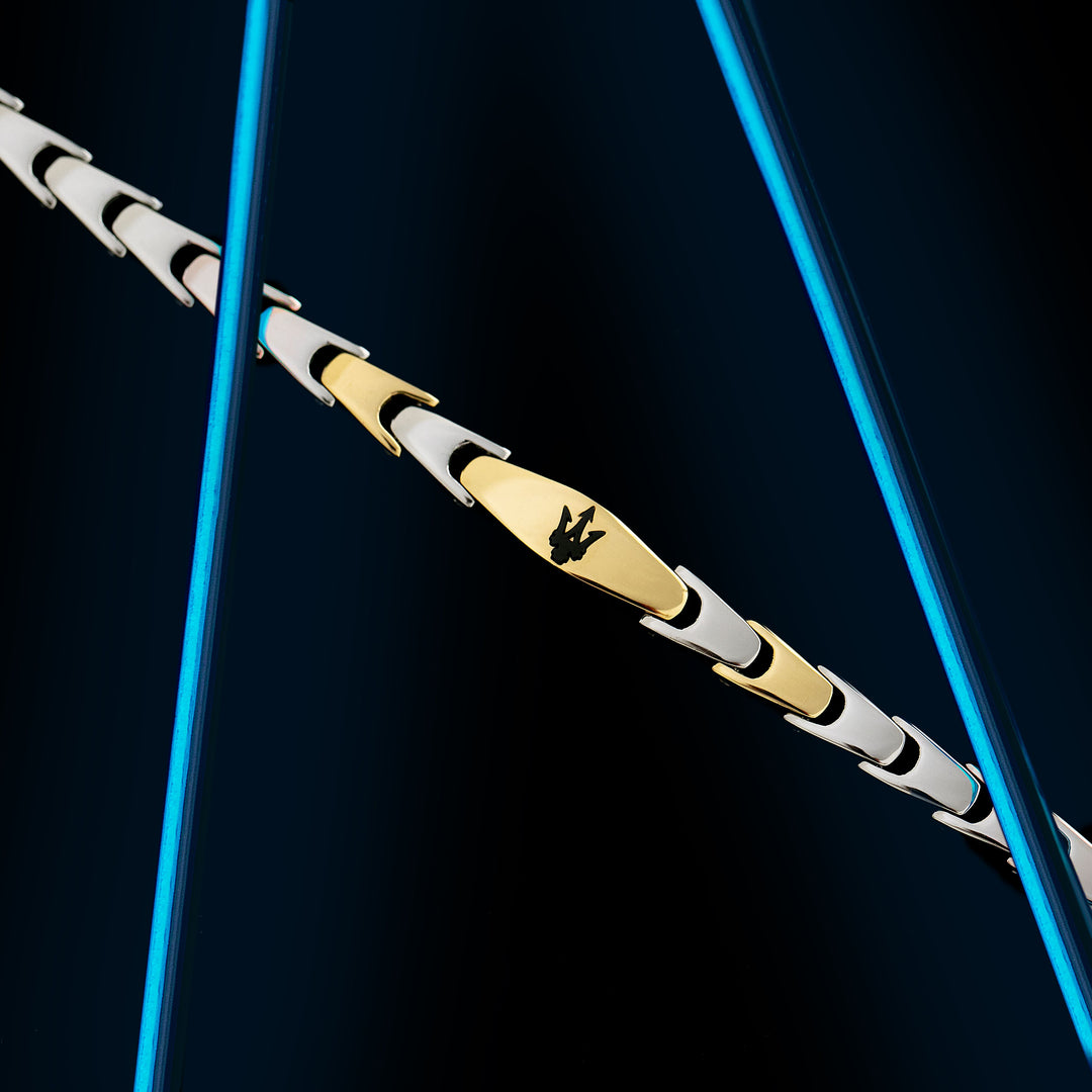Iconic Bracelet JM225AVD84 - Heren Armband - Zilverkleurig, Goudkleurig en Blauw - 18 + 3,5 cm
