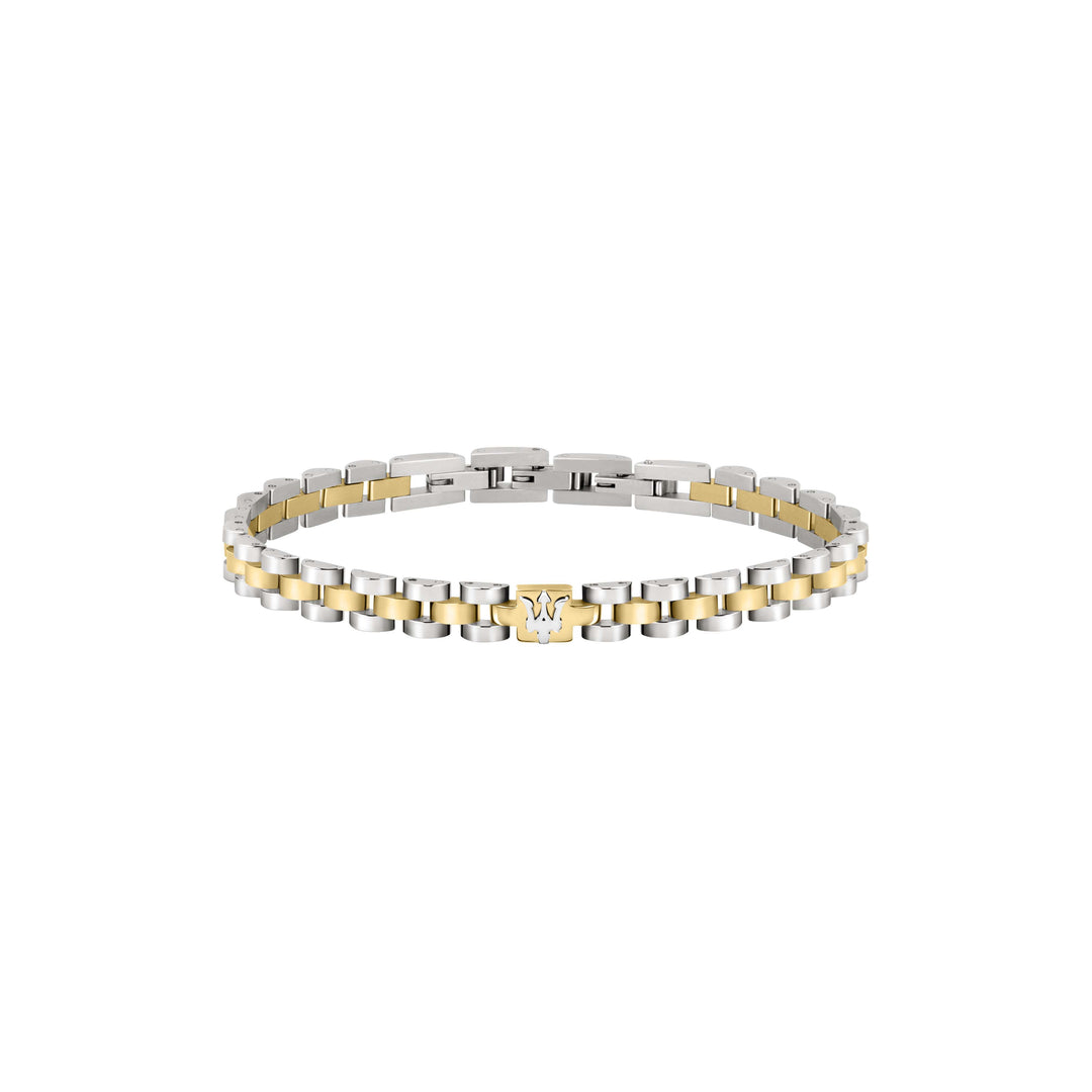 Maserati bracelet JM320AST09 - Heren Armband - ICONIC - Roestvrij Staal - Goudkleurig / Zilverkleurig - 18/21 CM