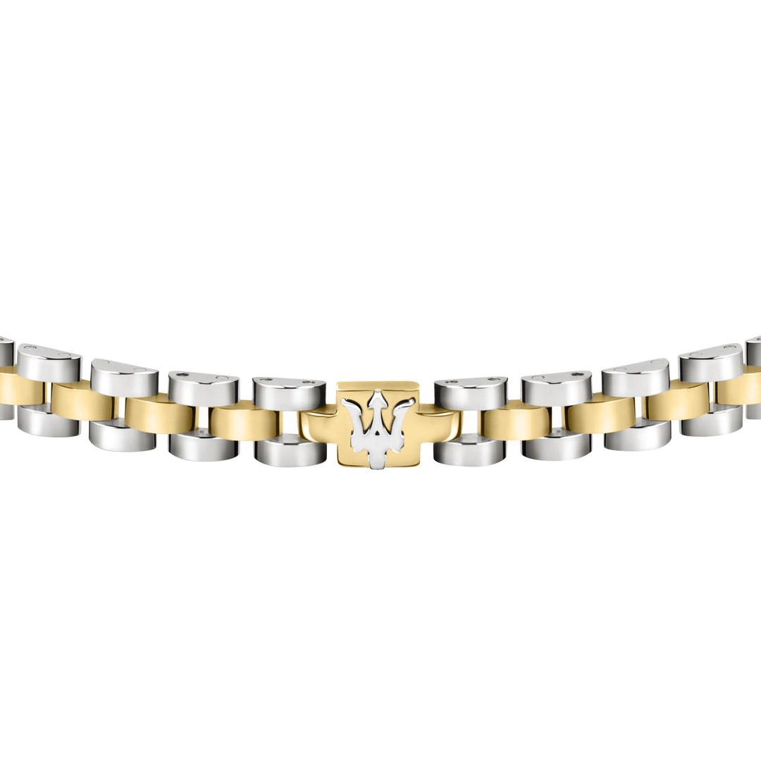 Maserati bracelet JM320AST09 - Heren Armband - ICONIC - Roestvrij Staal - Goudkleurig / Zilverkleurig - 18/21 CM