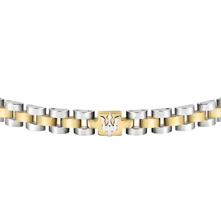 Maserati bracelet JM320AST09 - Heren Armband - ICONIC - Roestvrij Staal - Goudkleurig / Zilverkleurig - 18/21 CM