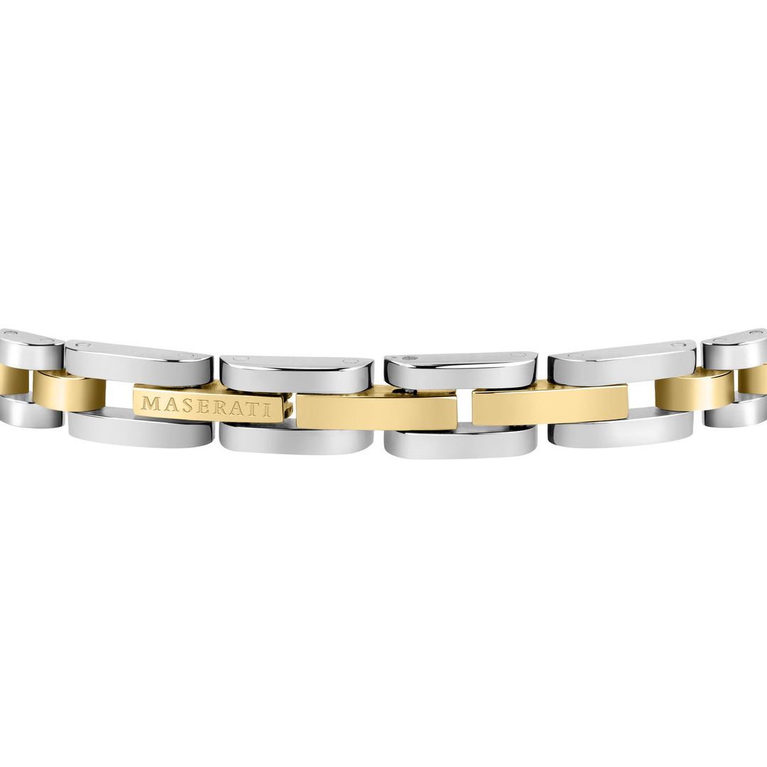 Maserati bracelet JM320AST09 - Heren Armband - ICONIC - Roestvrij Staal - Goudkleurig / Zilverkleurig - 18/21 CM