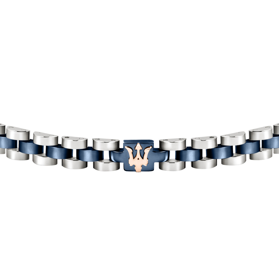 Maserati bracelet JM320AST10 - heren armband - chain SS Dark Blue - Rosegoud - 21 cm