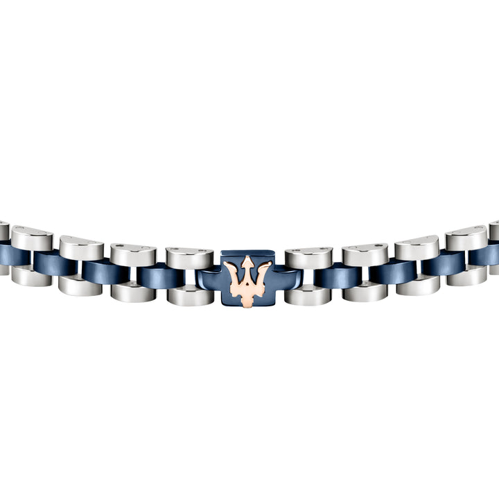 Maserati bracelet JM320AST10 - heren armband - chain SS Dark Blue - Rosegoud - 21 cm