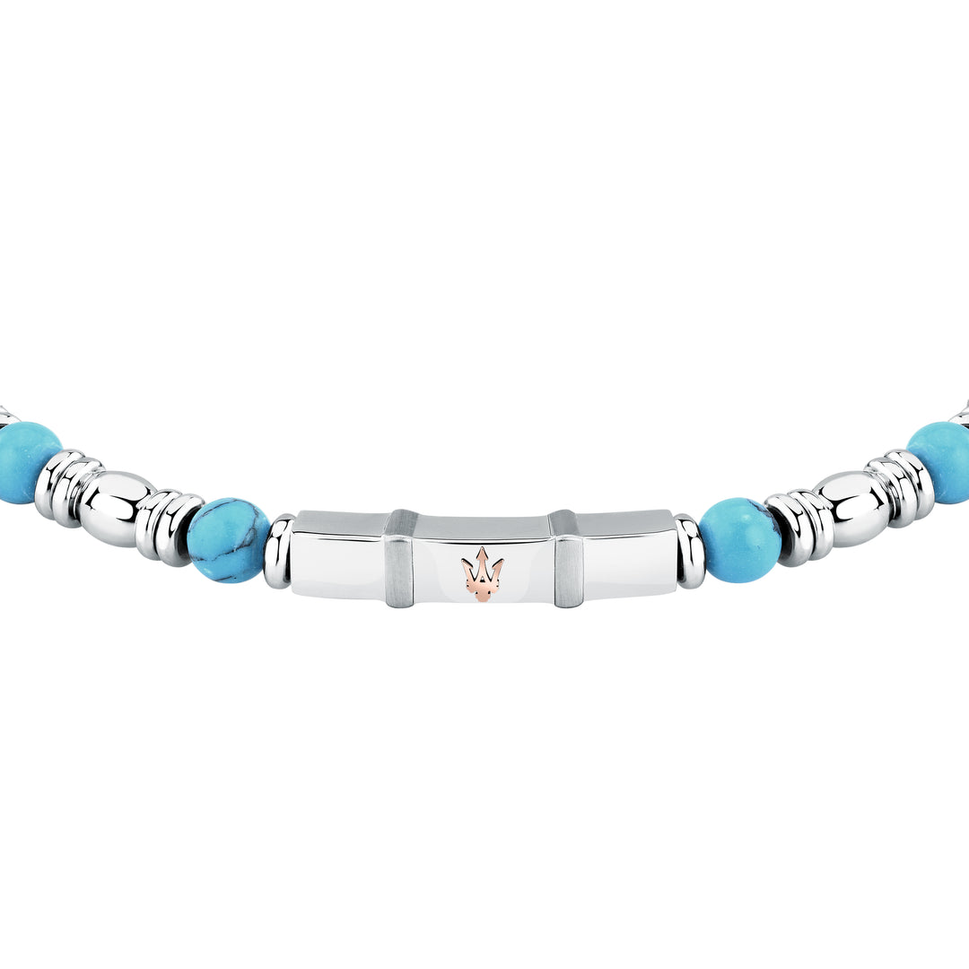Maserati bracelet JM324AVD44 - heren armband - iconic - roestvrijstaal - zilver - turquoise blauw - 21,5 cm