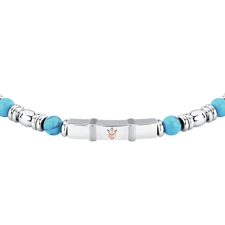 Maserati bracelet JM324AVD44 - heren armband - iconic - roestvrijstaal - zilver - turquoise blauw - 21,5 cm