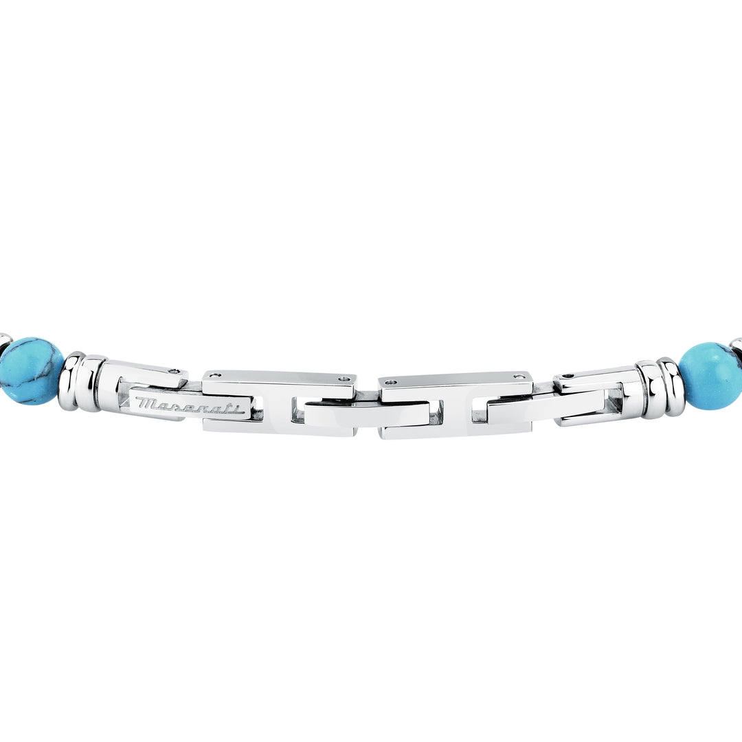Maserati bracelet JM324AVD44 - heren armband - iconic - roestvrijstaal - zilver - turquoise blauw - 21,5 cm