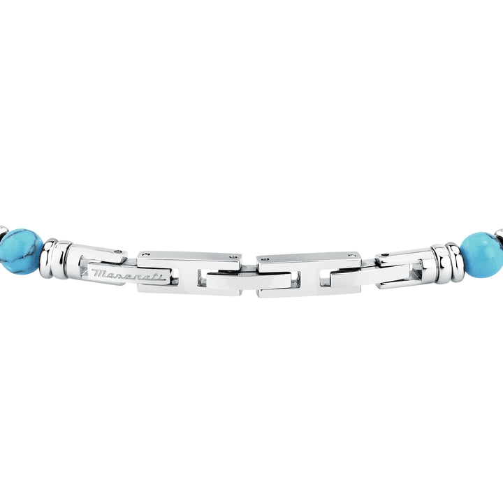 Maserati bracelet JM324AVD44 - heren armband - iconic - roestvrijstaal - zilver - turquoise blauw - 21,5 cm