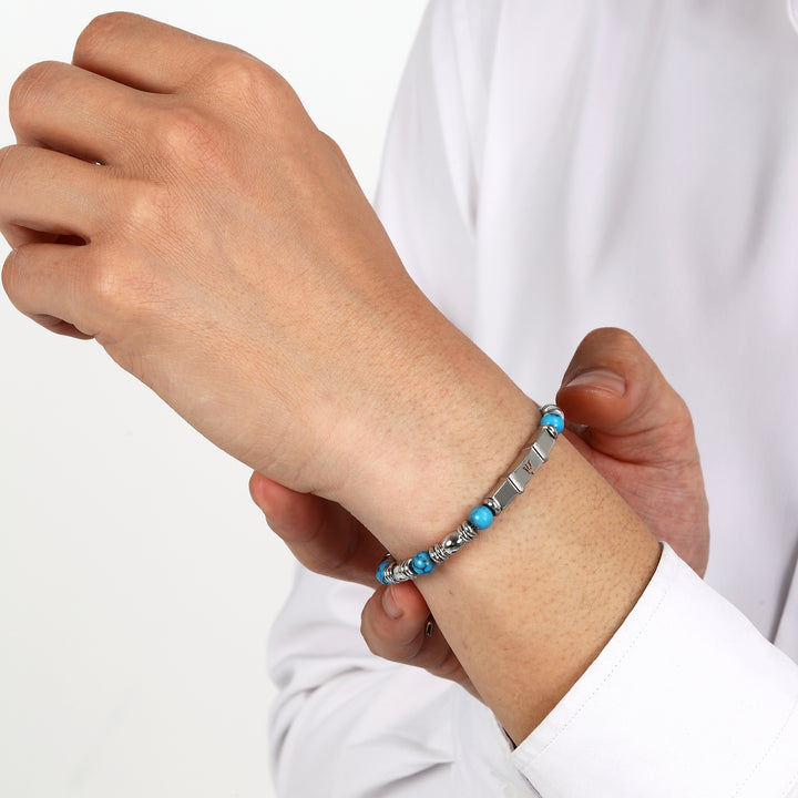 Maserati bracelet JM324AVD44 - heren armband - iconic - roestvrijstaal - zilver - turquoise blauw - 21,5 cm
