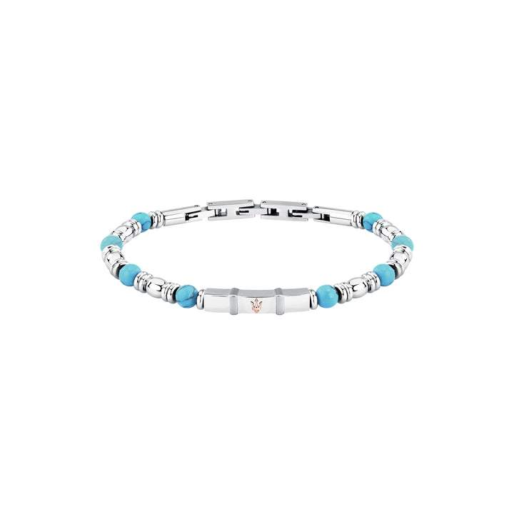 Maserati bracelet JM324AVD44 - heren armband - iconic - roestvrijstaal - zilver - turquoise blauw - 21,5 cm
